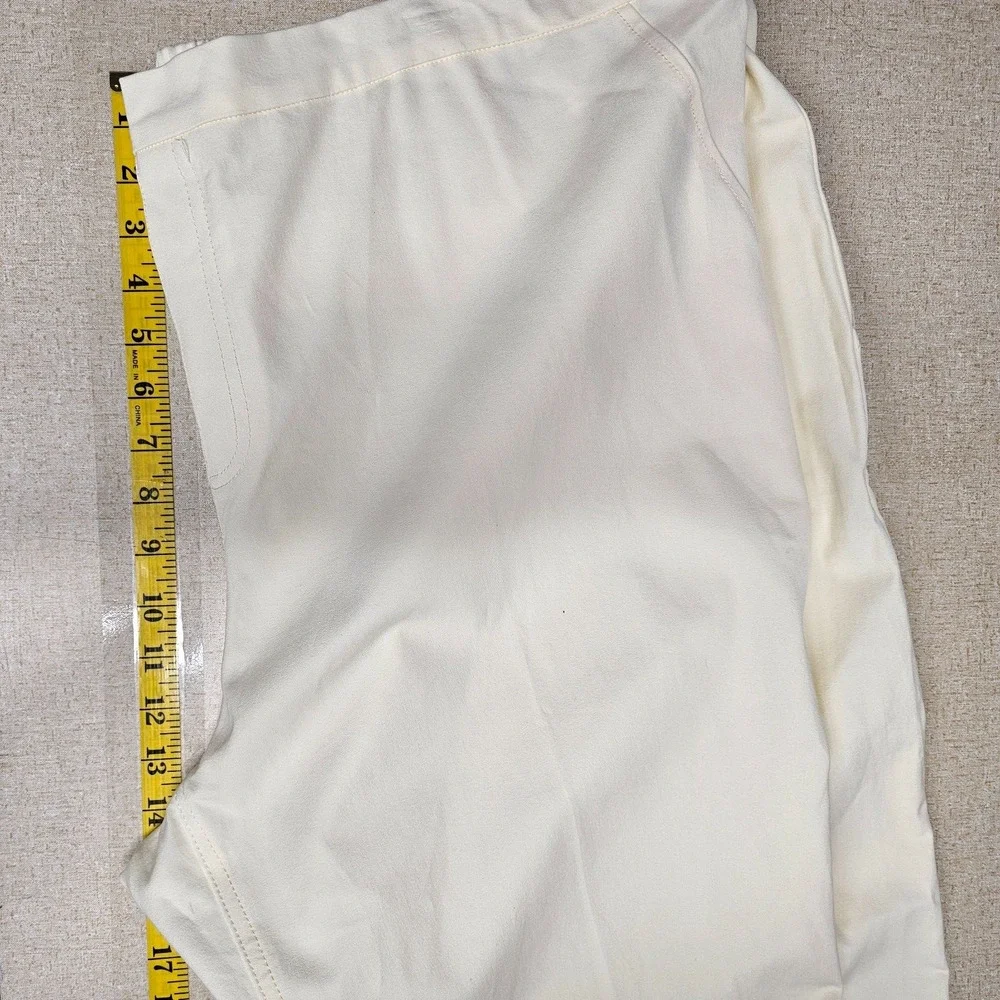 Isaac Mizrahi Live! Women's Cream Stretch Cropped‎ Trouser Dress Pants Size 28W